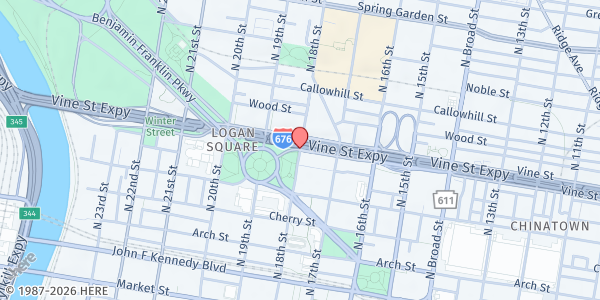 Map showing Library on 18th and Vine at 18th and Vine, Point Breeze, PA