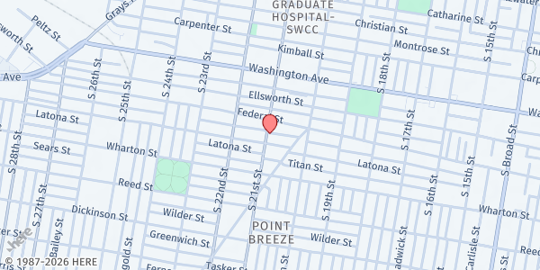 Map showing St. Paul Chapel Baptist Church at 1217 South 21st Street, Point Breeze, PA