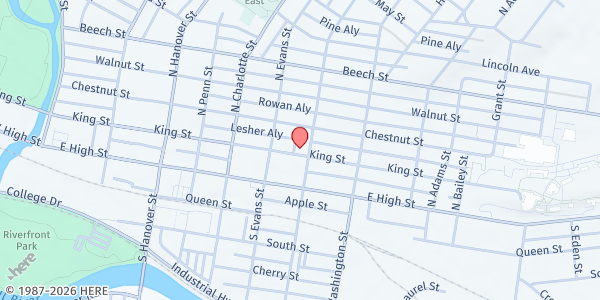 Map showing Pottstown Cluster Outreach Center - Food Pantry at 57 N Franklin St, Pottstown, PA