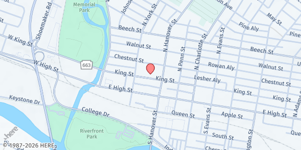 Map showing The Salvation Army - Pottstown at 137 King Street, Pottstown, PA