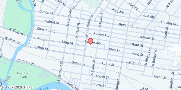 Map showing YWCA Tri-County Area at 315 King Street, Pottstown, PA