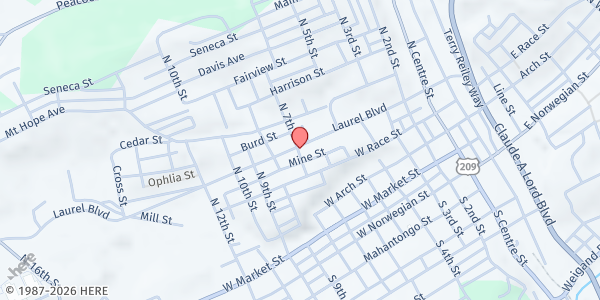 Map showing Pottsville Area Food Pantry - Food Distribution Center at Laurel Blvd, Pottsville, PA
