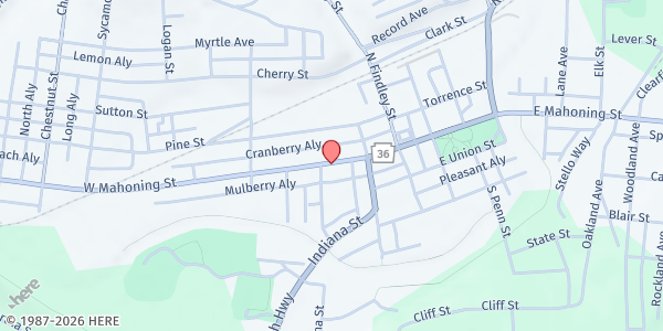 Map showing The Salvation Army - Punxsutawney at 229 W. Mahoning St., Punxsutawney, PA