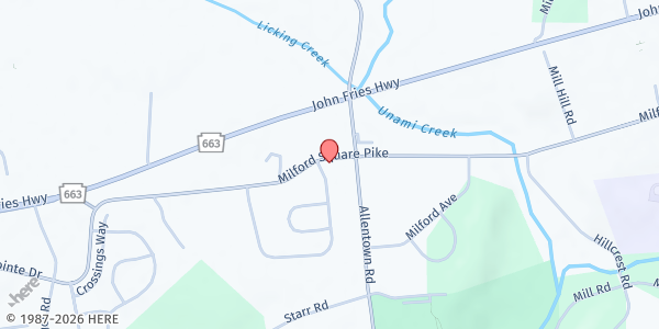 Map showing Bucks County Housing Group Milford Square - Food Distribution Center at 2155 Milford Square Pike, Quakertown, PA