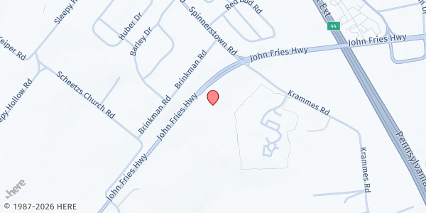 Map showing Providence Presbyterian Church - Christ's Cupboard Food Pantry at 2200 Krammes Road, Quakertown, PA