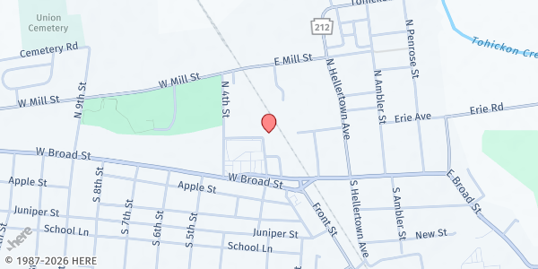 Map showing Quakertown Food Pantry at 101B North 3rd Street, Quakertown, PA