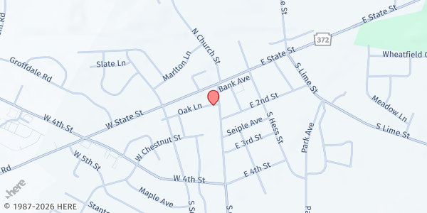 Map showing Solanco Neighborhood Ministries at 14 S Church St-A, Quarryville, PA