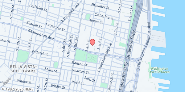 Map showing Courtyard Apartments at Riverview at 1021 South 4th Street, Queen Village, PA