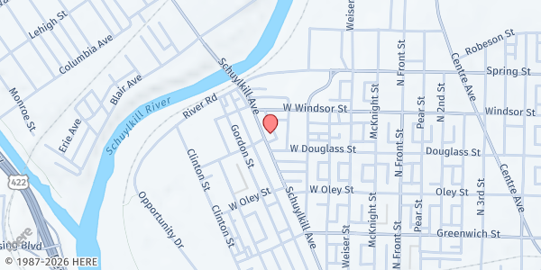 Map showing Beacon House at 821 Schuylkill Avenue, Reading, PA