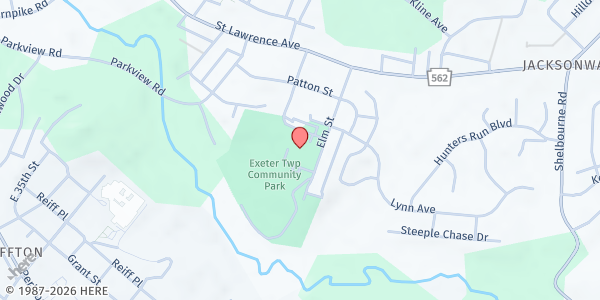 Map showing Exeter Area Food Pantry at 200 Elm St., Reading, PA