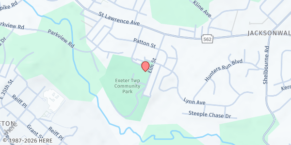 Map showing Exeter Area Food Pantry at Exeter School District Administration Building, 200 Elm St, Reading, PA