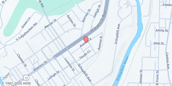 Map showing Glenside Mobile Market - Avenue A Community Center at Avenue A - Community Center, Reading, PA