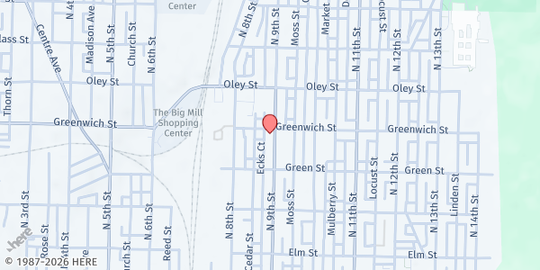 Map showing Iglesia Cristiana Casa Del Rey at 554 North 9th Street, Reading, PA