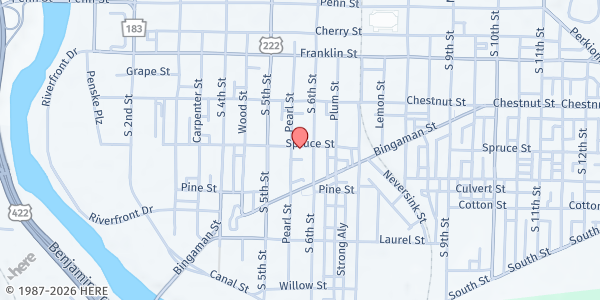 Map showing Kennedy House at 532 Spruce St, Reading, PA