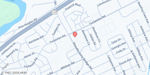 Map showing Muhlenberg Churches Food Pantry at 4201 Stoudts Ferry Bridge Rd, Reading, PA