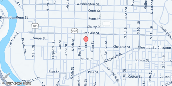 Map showing New Journey Community Outreach at 138 S 6th St, Reading, PA