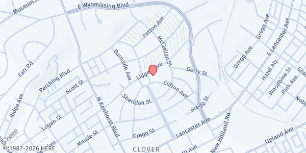 Map showing Oakbrook Mobile Market - Berks Community Health Center at 1040 Liggett Ave, Reading, PA