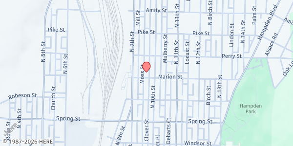 Map showing Reading Hispanic SDA at 1220 Clover St, Reading, PA