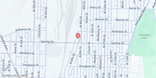 Map showing St. Joseph's RCC at 1018 N. 8th St., Reading, PA