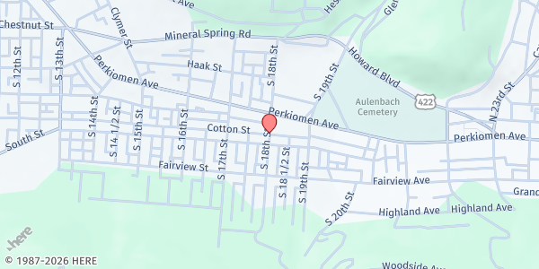 Map showing St. Paul's Lutheran Church at 18th & Cotton Streets, Reading, PA