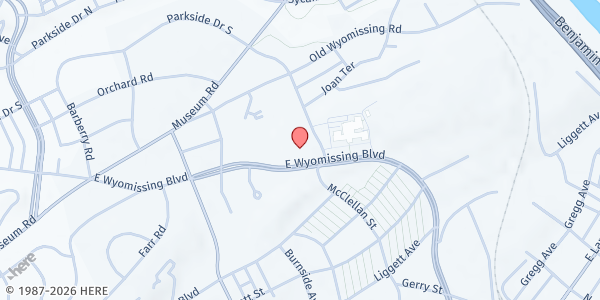 Map showing Sts. Constantine and Helen Greek Orthodox Church at 1001 E Wyomissing Blvd, Reading, PA