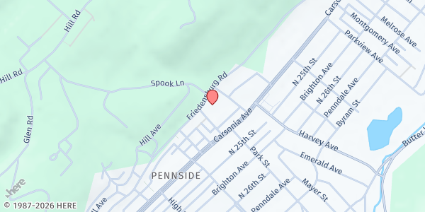 Map showing Trinity UCC at 2449 Cumberland Avenue, Reading, PA