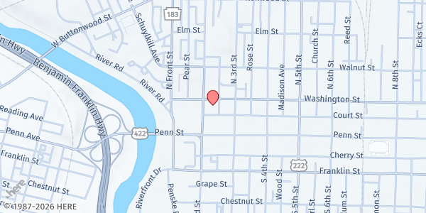 Map showing United Way of Berks County - Main Office at 25 N 2nd St Suite 101, Reading, PA