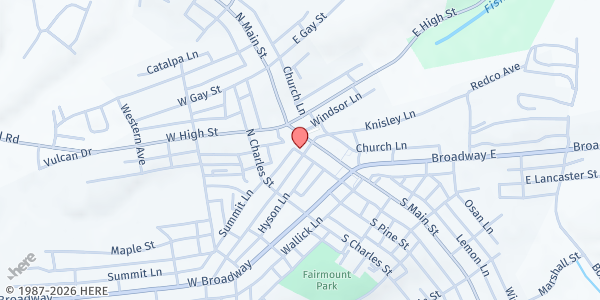 Map showing Community Reach at 15 1st Ave., Red Lion, PA