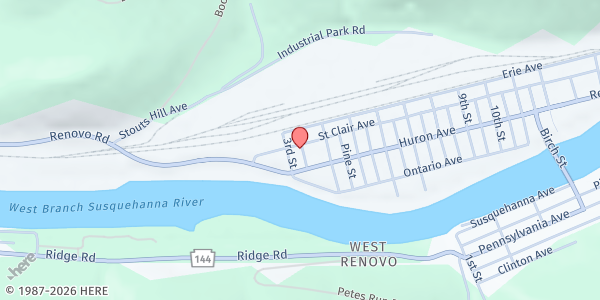 Map showing Good Neighbor Center of Renovo at 320 St. Clair Ave., Renovo, PA