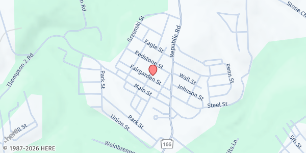 Map showing Crosskeys Republic Senior Center at 36 Fairgarden St., Republic, PA