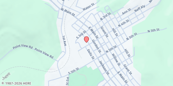 Map showing Helping Hands Food Pantry at 329 Jackson St., Reynoldsville, PA