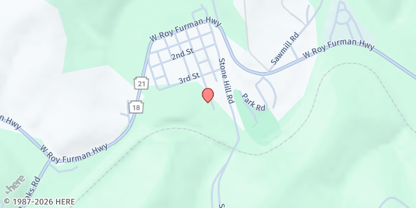 Map showing Center Township Pantry - Rogersville Fire Hall at RR 21 Box 397, Rogersville, PA