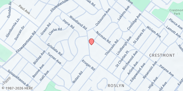 Map showing Family Promise MontCo - Roslyn at 2801 Woodland Road, Roslyn, PA