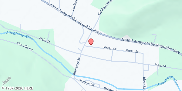 Map showing Potter County Human Services at 62 North St, Roulette, PA