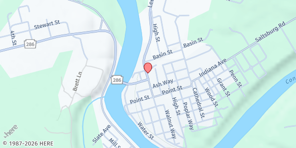 Map showing Saltsburg Community Center at 419 Salt St., Saltsburg, PA