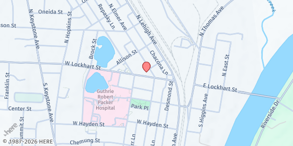 Map showing Crossroads Family Ministries at 200 W Lockhart St, Sayre, PA