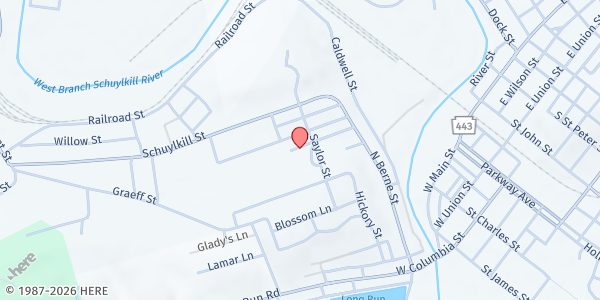 Map showing First United Methodist Church at 420 Saylor St, Schuylkill Haven, PA