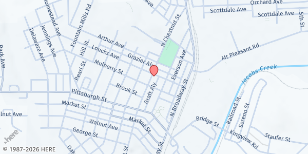 Map showing Westmoreland Community Action - Scottdale Welcome Center at 212 N. Chestnut St., Scottdale, PA