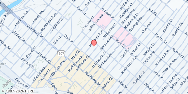 Map showing Bread Basket Of Nepa - Food Distribution Center at 550 Madison Ave, Scranton, PA