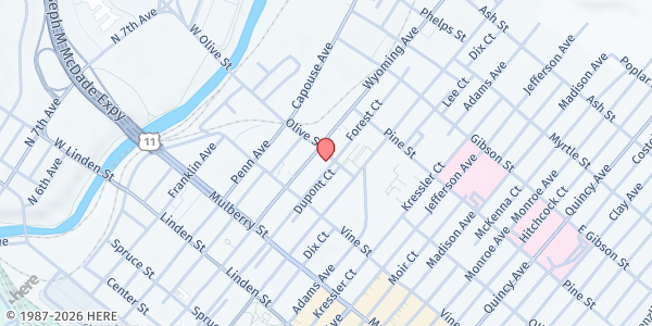 Map showing United Neighborhood Centers - Food Distribution Center at 410 Olive St, Scranton, PA