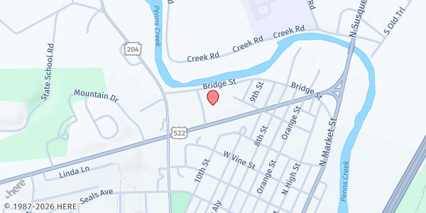 Map showing Union Snyder Community Action Agency at 713 Bridge Street, Selinsgrove, PA