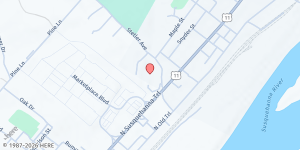 Map showing Brookside Ministries Church at 11 STETLER AVE, Shamokin Dam, PA