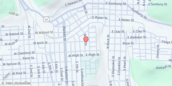 Map showing CSO - City of Shamokin Fresh at 2 E Arch St, Shamokin, PA