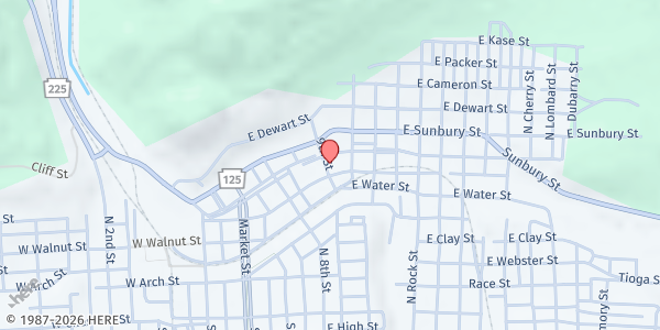 Map showing Manna For the Many Food Pantry at 103 E Independence St, Shamokin, PA