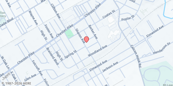 Map showing Bethel Gospel Tabernacle Church / GBT Event Center at 251 Sharon Avenue, Sharon Hill, PA