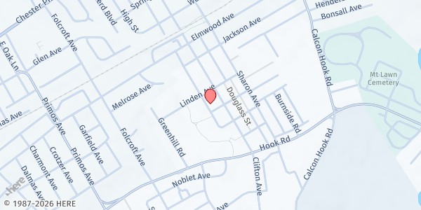 Map showing Mt. Zion CME Church at 701 Felton Avenue, Sharon Hill, PA