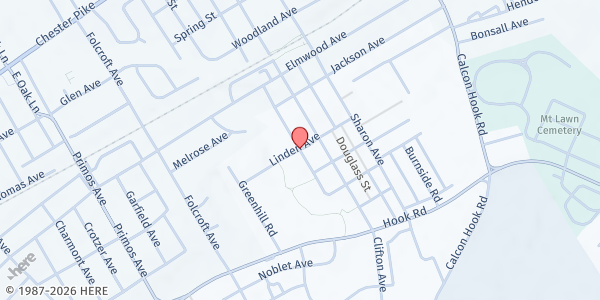 Map showing Mt. Zion CME Church at 701 Felton Ave., Sharon Hill, PA