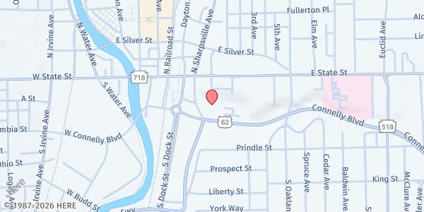 Map showing Community Food Warehouse at 109A S Sharpsville Ave, Sharon, PA