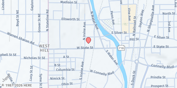 Map showing ECS Food Distribution - Sharon at 226 W. State Street, Sharon, PA