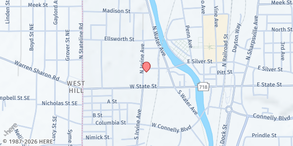 Map showing First United Methodist at 237 W. Silver Street, Sharon, PA
